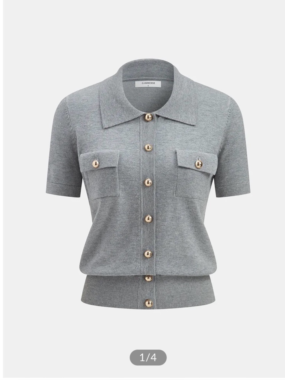 NWT Commense Short Sleeve Button Front Cardigan in Heather Gray XS